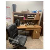 Desk, Black Office Chair, Office Supplies