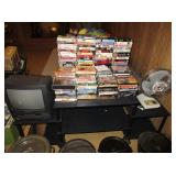 Assorted VHS and DVD Movies, TV with VHS Player,