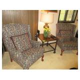 Floral Claw Foot Upholstered Arm Chairs