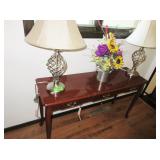 Hall Table, Lamps, Artificial Flowers