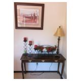 Framed Wall Decor, Candlesticks, Lamp, Hall Table