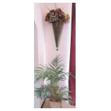 Wall Sconce, Artificial Plant and Flowers