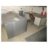 2) Metal Desks with Contents: Drill Bits, Clamp,