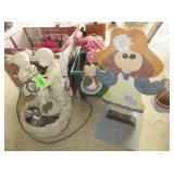 Fountain, Planter Holder, Box, Artificial Flowers