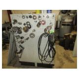 Shelving Unit and Contents of End Cap Pegboard*