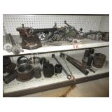 Contents of 2 Shelves: Large Screws, Clamps