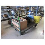 Rolling Metal Cart with Contents: Winshield Washer