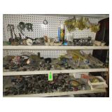 3) Shelves of Tools, Hardware, Tractor Parts