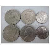 4) Eisenhower Dollars And 2) Kennedy Half Dollars