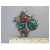 Sterling Silver / Jasper / Chrysocolla Pendant