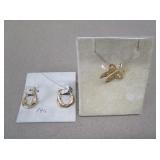 Dolphin Earrings and Butterfly Pendant