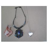 Agate Pendant, Lapice Necklace, Heart Locket