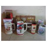 Old Heidilberg Beer Sign & Can, Steins