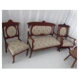Ornate Upholstered Wooden Chair, Bench, Glider