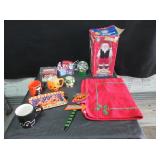 Hip Swinging Santa, Snowglobe, Halloween Mugs