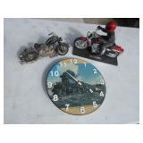 Motorcycle Figures, Locamotive Wall Clock