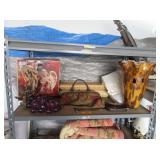 Glass Vase 13", Lace Linens, Ceramic Angels