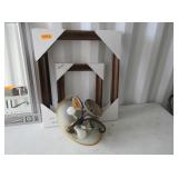 3) Wood Picture Frames, Ceiling Light Fixture