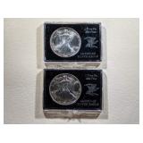 2) American Sliver Eagle 1 Troy Oz. .999 Fine