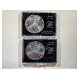 2) American Sliver Eagle 1 Troy Oz. .999 Fine
