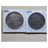 1886 and 1887 Morgan Silver Dollars