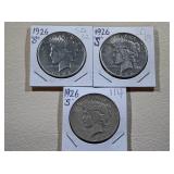 3) 1926-S Silver Peace Dollars