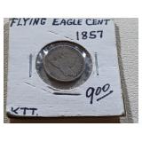 1857 Flying Eagle Silver One Cent Coin
