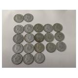 Kennedy Half Dollars; 3) 1965, 2) 1966, 15) 1968