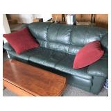 Matching Green Leather Couch, Chair and Ottoman