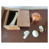 Box With Bone, Copper Pot, Various Rocks