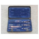 Vintage Drafting Tools In Original Leather Case