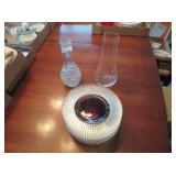 Vintage Glass / Purple Center Dessert Plates,