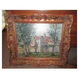 Orante Framed Signed House Lake Picture