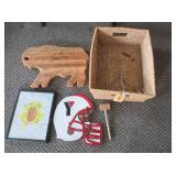 Signed Cutting Board, Gavel, Helmet and Framed