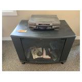 Black TV Stand and VCR