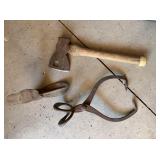 Vintage Ice Tongs, Axe, Cobble Shoe Stand