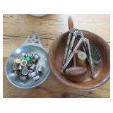 Vintage Nut Bowl with Hammer and Other Tools