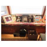 Vintage Record Player in Case, Records, Radio