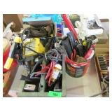 Assorted Garage Tools, Lamp, Wiring, Clamps,