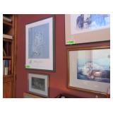 "Resting Fox" and "Snowy Owl" Signed Framed Prints