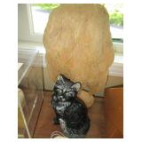 Cat Bank and Carved Wood Animal