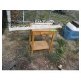 Table with Small Drawer, 2) White Shelves