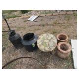 Patio and Garden Items. Metal Pot and Milk Can,