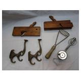Vintage Beater, Masher, Coat Hooks, Knives