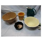 Crock Bowl With Girl 10", Tall Yellow Crock 5",