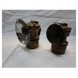 2) Vintage "Auto Lite" Carbide Miners Head Lamps