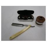 19th Century Ink Bottle, Glasses, M Jung Razor