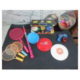 Rubber Balls, Frisbees, Water Toys, Rackets
