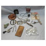 German Clock, Brass Buckles, Pins, Misc. Vintage