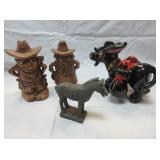 Salt and Pepper Shakers, Hand Carved Horse